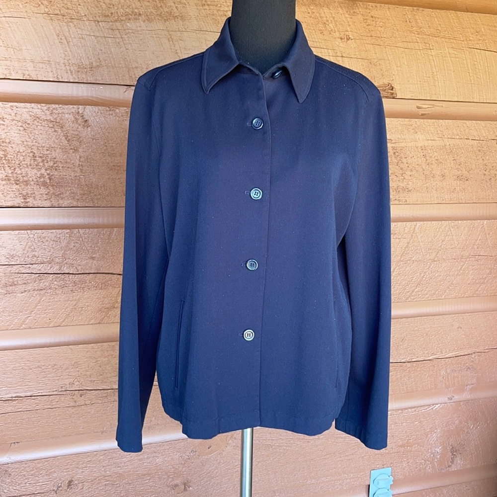 Talbots Navy Blue Stretch Blazer Button Front "10"